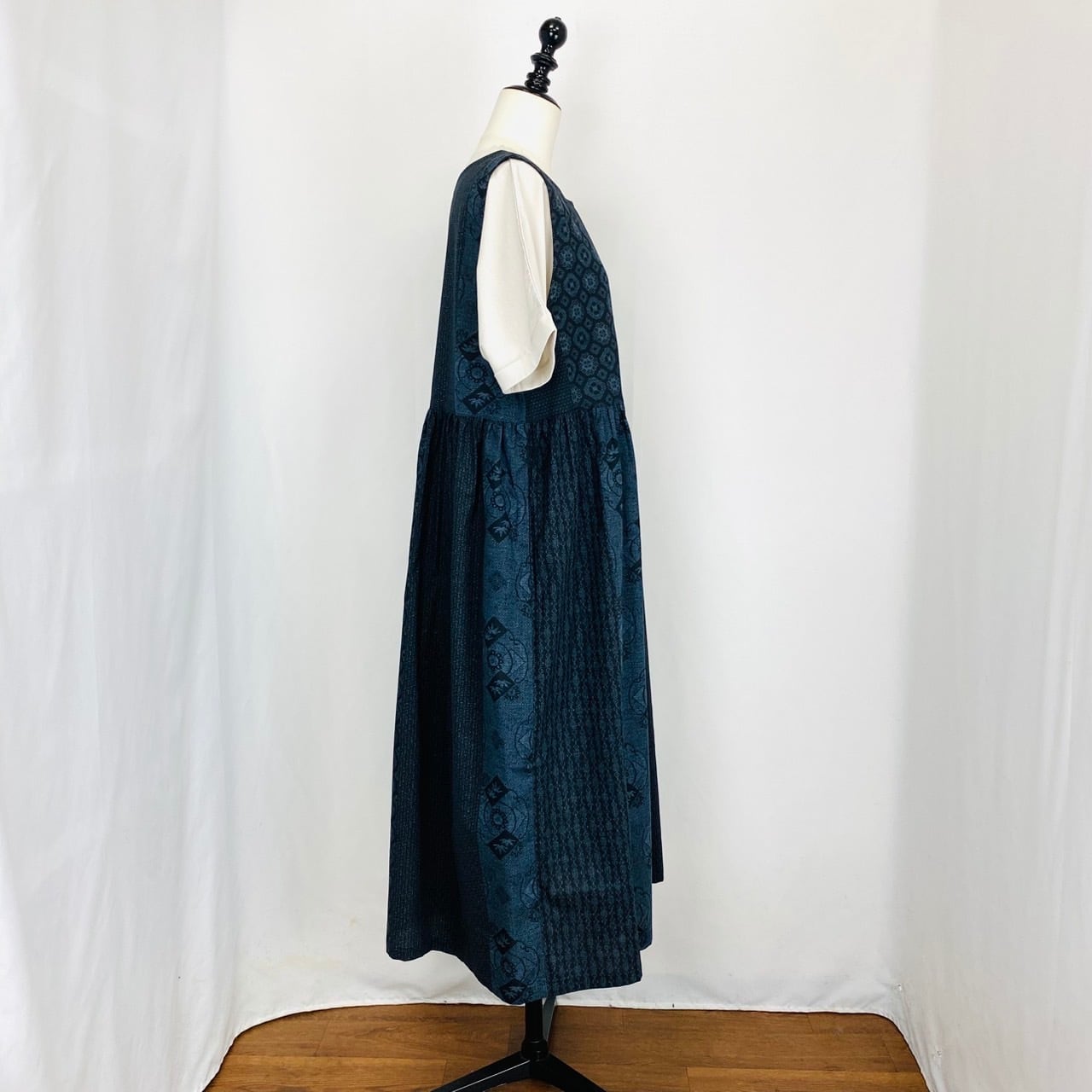 246013  ウエストギャザージャンパースカート　2カラー　安曇野染絣　大島紬柄