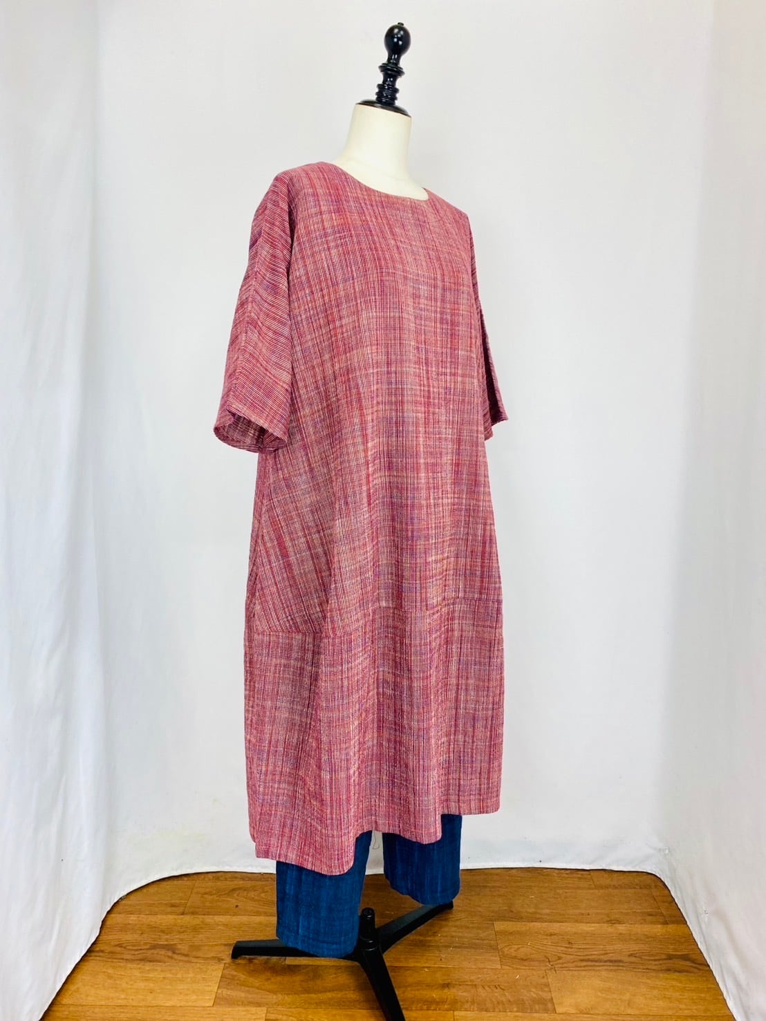 232011　切替ビッグワンピース　2カラー　遠州織物　うすで逆スラブストライプ