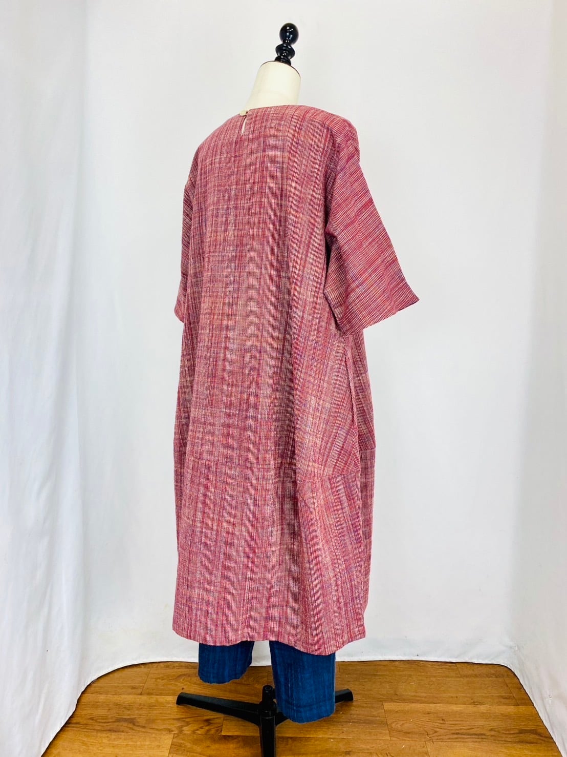 232011　切替ビッグワンピース　2カラー　遠州織物　うすで逆スラブストライプ