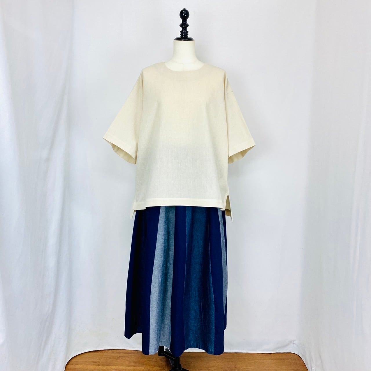 205047　16枚はぎバルーンスカート　岡山デニム