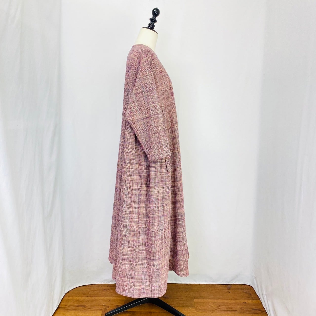 【再販】242011　サイドギャザーワンピース　2カラー　遠州織り　逆スラブ　薄手