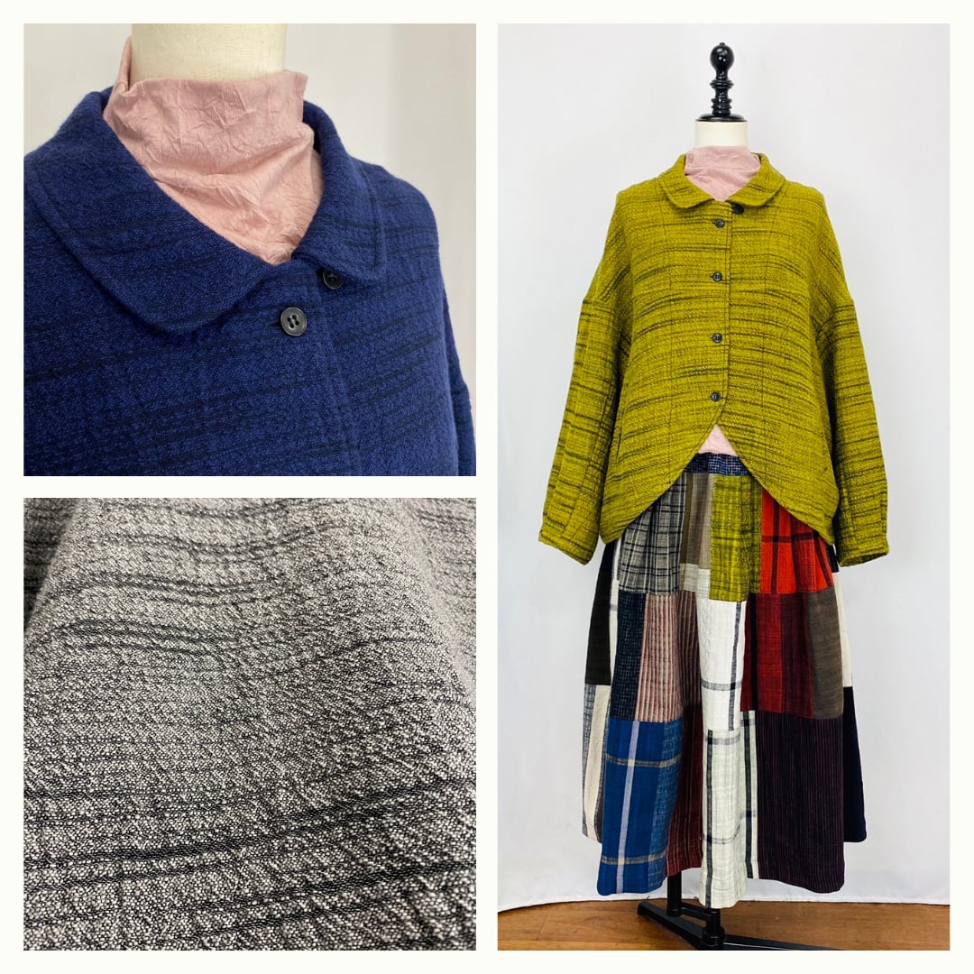 241042　胸切替えジャケット　3カラー　遠州織り　逆スラブ二重織　厚手