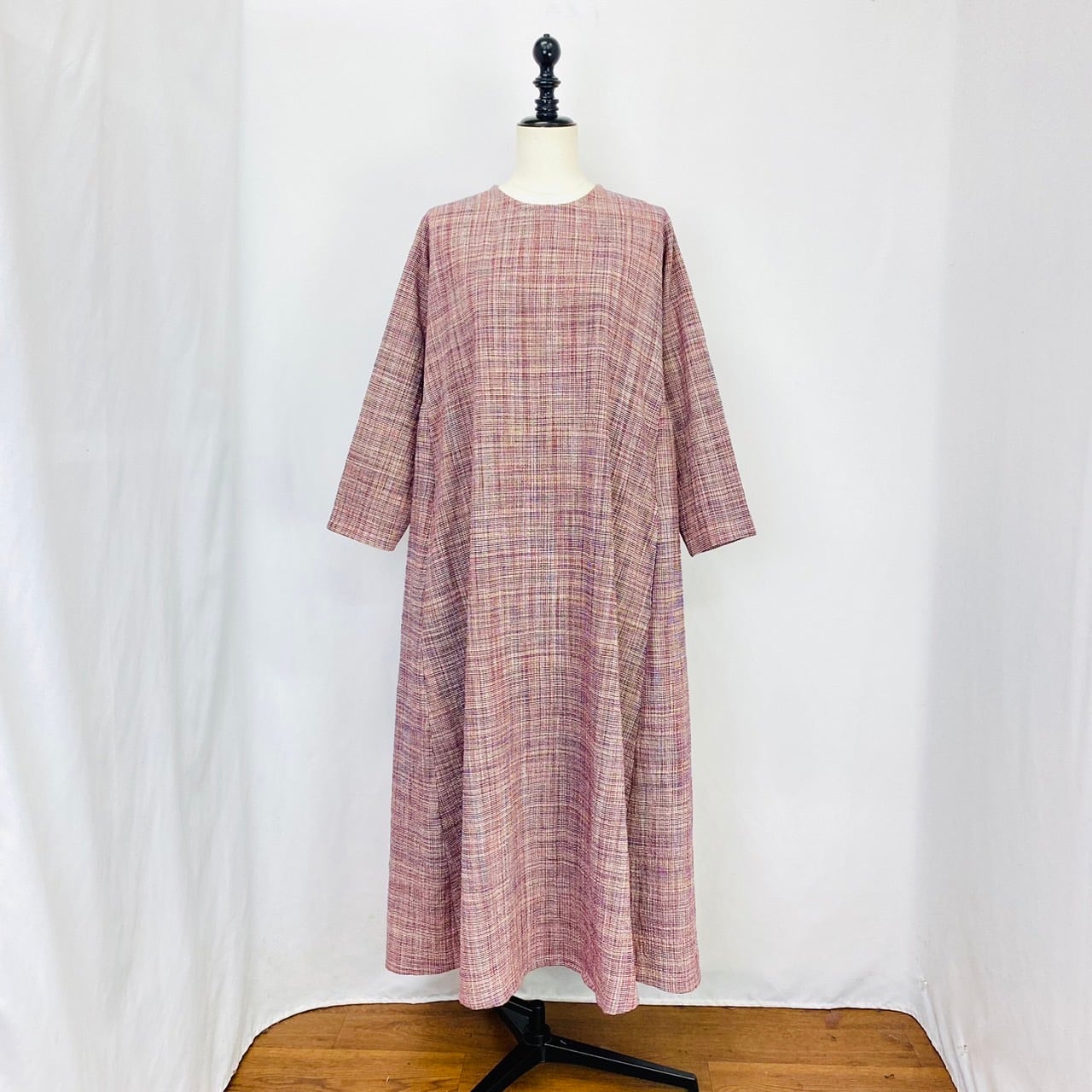 【再販】242011　サイドギャザーワンピース　2カラー　遠州織り　逆スラブ　薄手