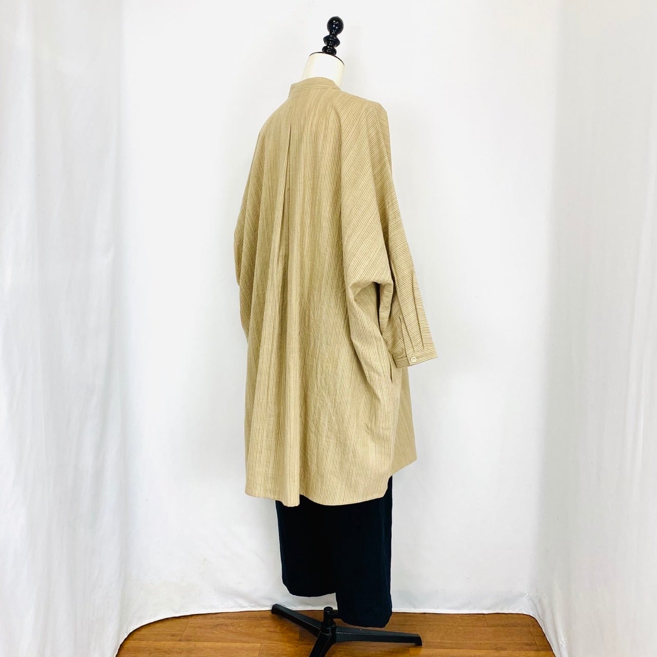 252051   ドルマンスリーブのロングブラウス　2カラー　遠州織物　逆スラブストライプ　うすで